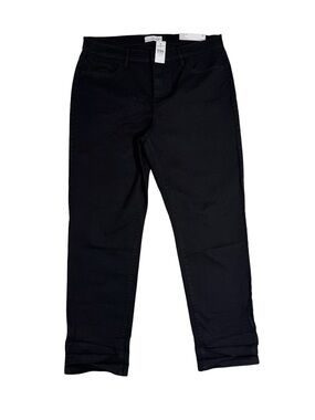 LOFT The Girlfriend Jeans Womens Sz 31 Black Mid Rise Straight Stretch Denim NWT